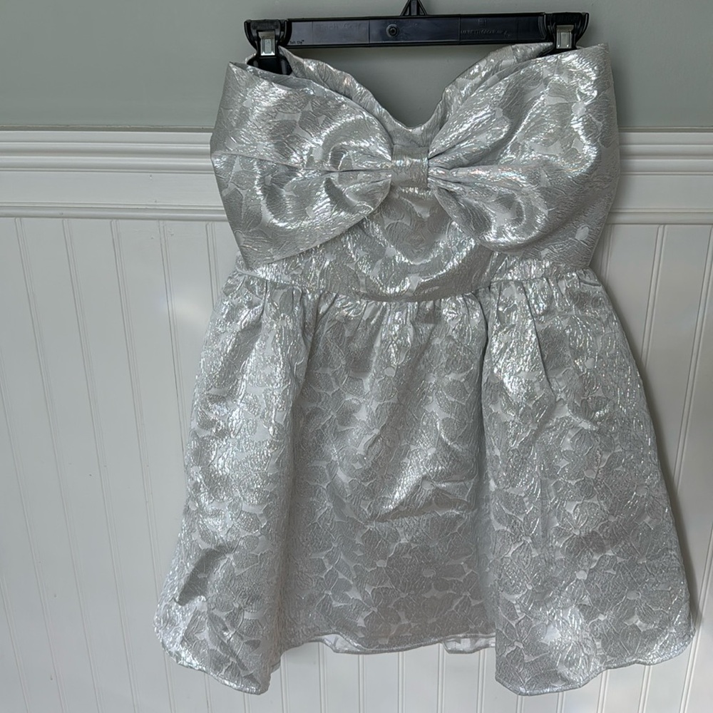 Boutique silver mini bow dress medium